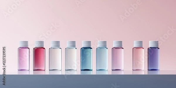 Fototapeta Pastel Bottles Displaying Gradient Colors on Surface
