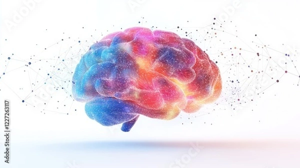 Fototapeta Human brain in cognitive processing and neuroscience isolated on white background
