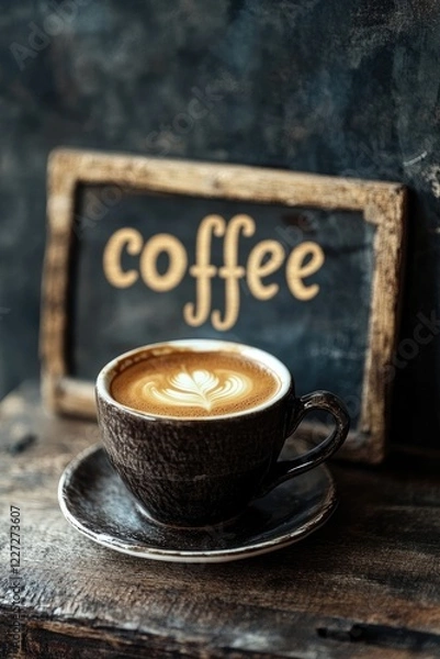 Fototapeta words coffee on beautiful coffee background. Selective focus.