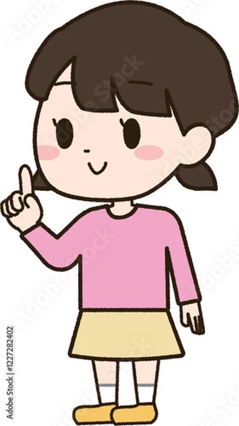 Obraz 人差し指を立ててポイントのポーズをする女の子