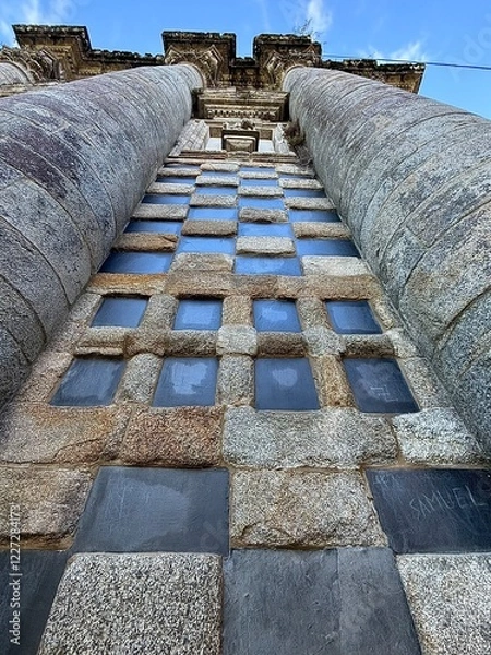 Obraz Romanesque checkered ashlar wall in Spanish monastery, Galicia