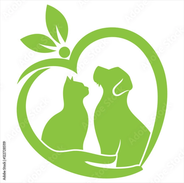 Obraz vector image of  cat on  green pet care logo design vector template