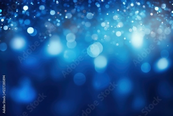 Fototapeta Blurred lights creating a festive and magical bokeh effect against a deep blue backdrop