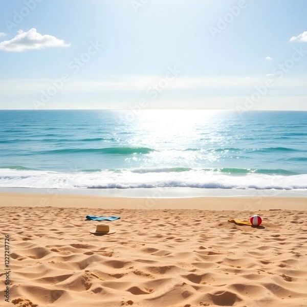 Fototapeta Flux Schnell A serene summer vacation scene set on a warm sunk