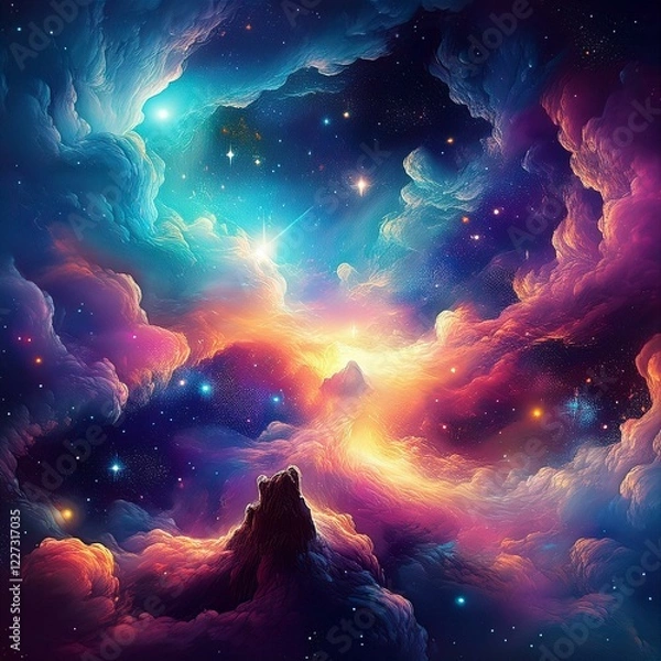 Fototapeta vastness of space concept background with clouds and gas