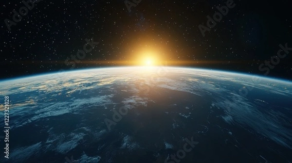 Fototapeta A detailed view of the earth from space showcasing continents and oceans in vivid colors