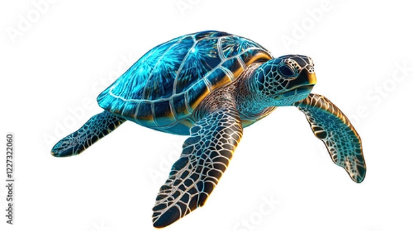 Obraz A vibrant sea turtle swimming gracefully under the ocean water.