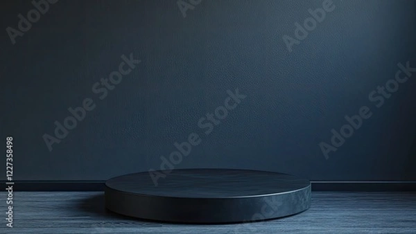 Fototapeta Minimal black dark circle podium
