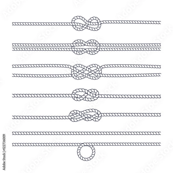 Fototapeta Rope knot on a white background. Vector.