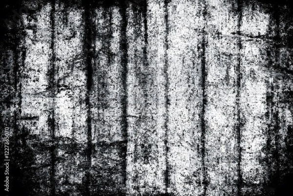 Fototapeta High-contrast black and white image of a distressed, weathered surface with prominent horizontal scratches. The texture is grainy and tactile, with a worn-out appearance.