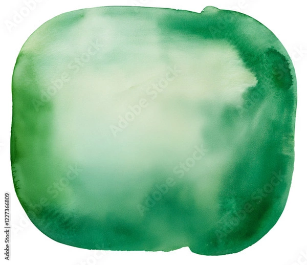 Fototapeta Green abstract background in Aqurell or watercolors, cut out with clipping path.