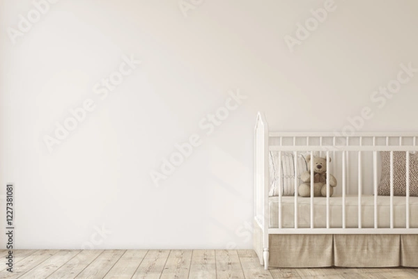 Obraz Nursery interior in romantic style. Interior mockup. 3d render.