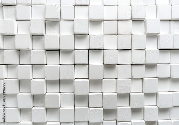 Fototapeta Abstract White Cubic Texture Background