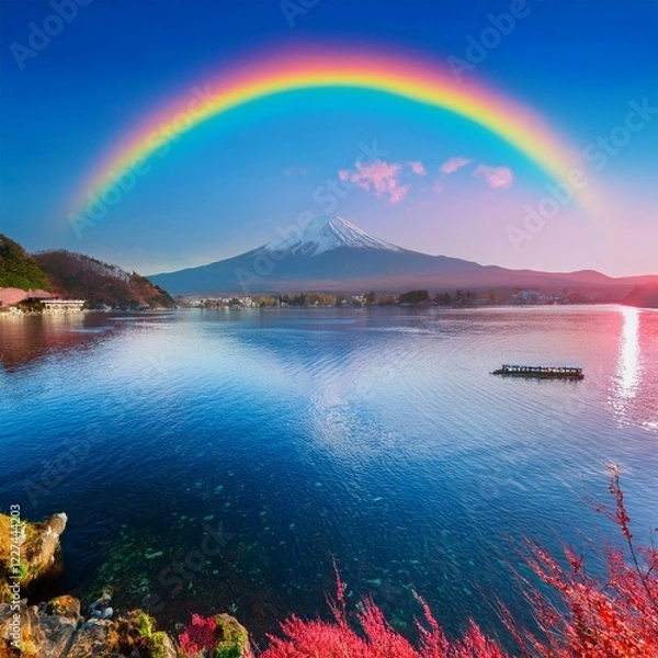 Obraz 虹がかかった富士山
