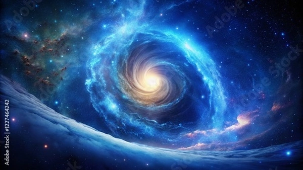 Fototapeta Abstract Blue Deep Space Nebula: Minimalist Cosmic Background