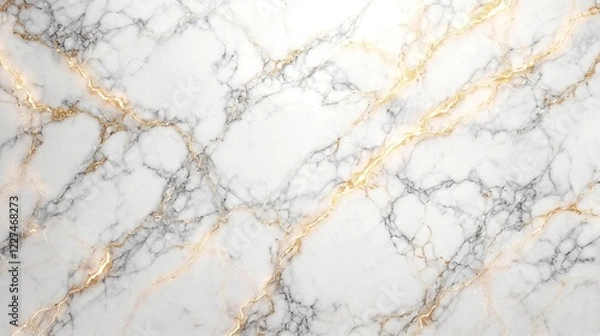 Obraz Elegant white marble background with intricate gold veins, soft glow, and subtle texture, perfect for luxury branding and sophisticated designs.