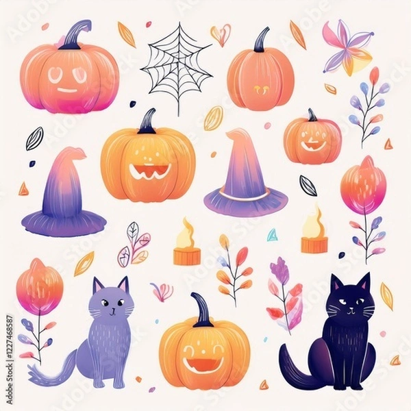 Obraz ハロウィンのイラストセット