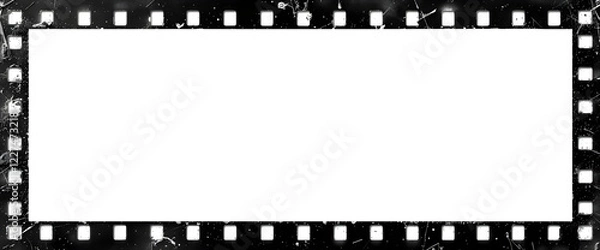 Fototapeta Minimalistic black film border surrounding a blank white background, ideal for photo editing