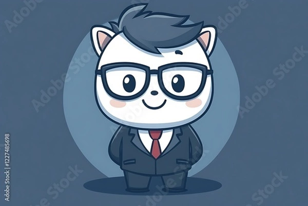 Obraz Cute Cat Boy Executive in Suit Smiling