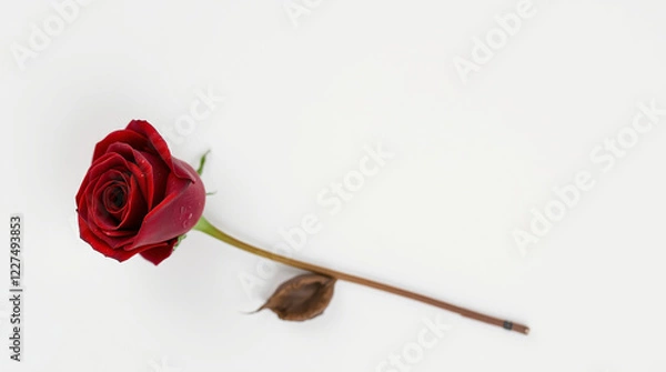 Obraz red rose on white background