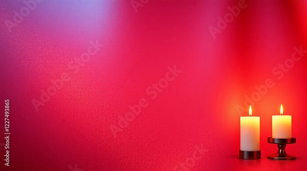 Obraz christmas candles on red background