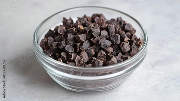 Fototapeta A close-up photo of dried black peppercorns in a glass bowl, highlighting their rich texture and spicy aroma as a key cooking ingredient