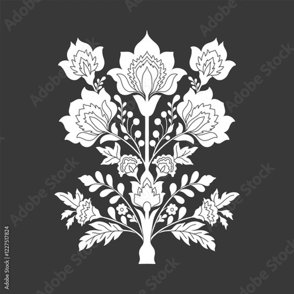 Obraz Mughal decorative ornamental floral. Vintage intricate traditional mughal style with flowers and foliage.