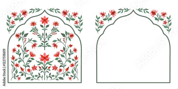 Obraz Mughal decorative ornamental floral. Vintage intricate traditional mughal style with flowers and foliage.