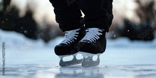 Fototapeta Black Figure Skates on Ice