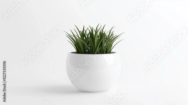 Fototapeta Ultra-realistic image of a white ceramic flower pot with drainage holes, isolated on a white background
