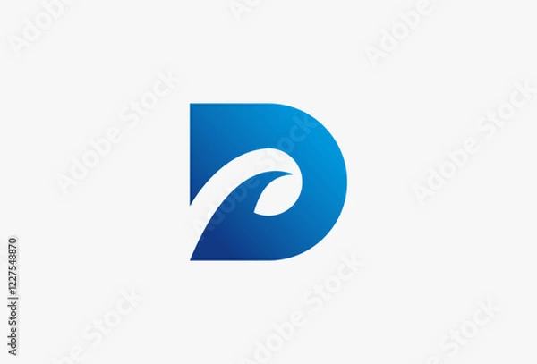 Fototapeta Initial Letter D Ocean Wave Icon Vector Logo Template. Usable for Universal Modern Logotype that Related with Letter D, wave, etc. Flat Vector Logo Design Template Element.