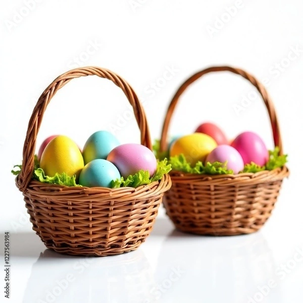 Fototapeta Identical Easter Baskets Filled with Eggs - Printable Worksheet