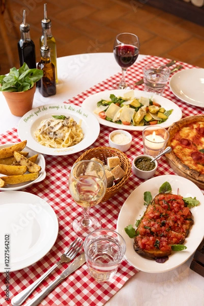 Fototapeta Rustic Italian Dinner Setting