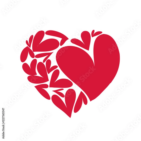 Fototapeta Colorful patterned heart shape for valentines or wedding day background. Red and pink heart pattern.