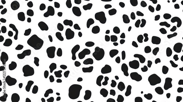 Fototapeta Black and White Abstract Pattern with Random Organic Shapes