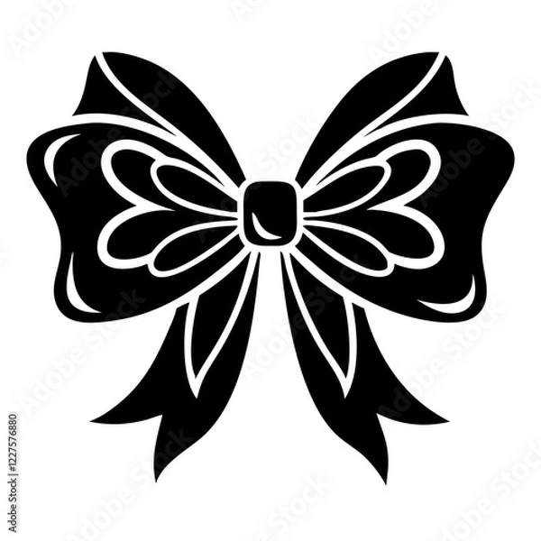 Fototapeta Black bow silhouette vector, bow silhouette  vector, bow vector
