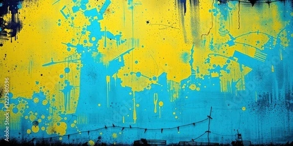 Obraz Gritty black and blue texture background with a raw and edgy feel, edgy, vibrant, wall