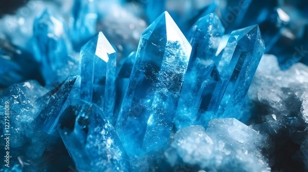 Fototapeta Tranquil Aquamarine Crystal Background with Organic Forms and Luminescent Effects Fostering Relaxation and Beauty