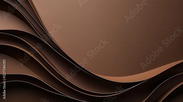 Fototapeta Smooth Mocha Toned Modern Paper Texture with Elegant Curves