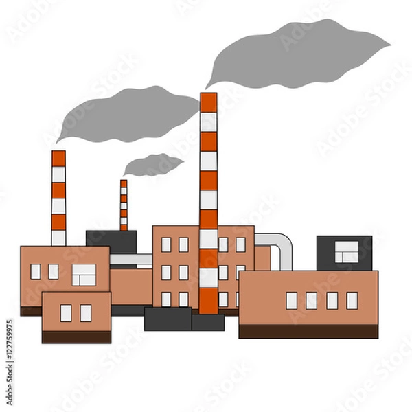 Fototapeta Factory complex with smoking smokestacks