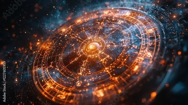 Obraz Celestial Chart Illuminates Zodiac Constellations