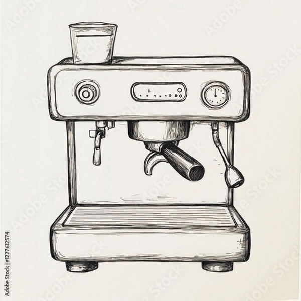 Fototapeta A Hand Drawn Sketch Of An Espresso Machine
