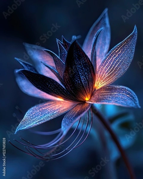 Fototapeta Close-up of a bat flower Tacca chantrieri its dramatic Close-up of a bat flower showcasing its dramatic black petals Intricate details of the mysterious bat flower with striking features