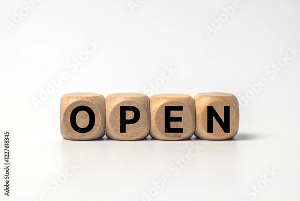 Fototapeta Open letter block white background