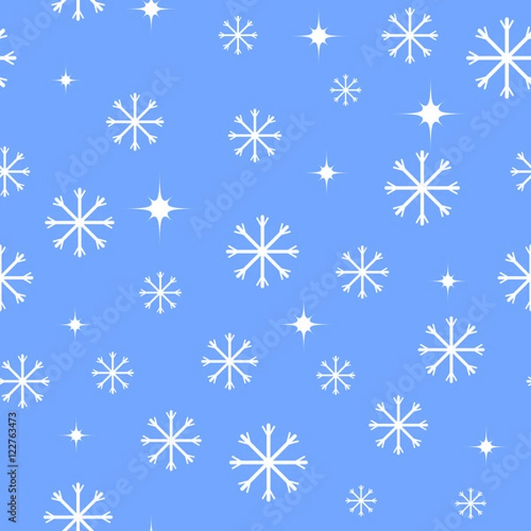 Fototapeta Seamless pattern of falling snowflakes