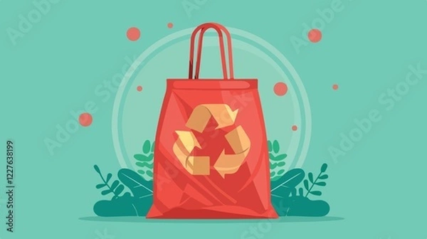 Obraz No Plastic Bag Allowed Flat Vector Illustration