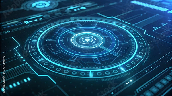 Fototapeta Innovative technology showcase digital interface virtual environment graphic design futuristic perspective conceptual visualization