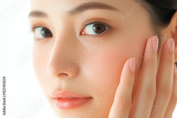 Obraz Asian woman with a white background