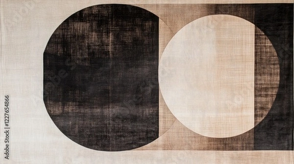 Fototapeta Abstract Minimalist Neutral Cotton Textile Featuring Geometric Shapes and Subtle Tones Suitable for Modern Home Decor and Interior Design