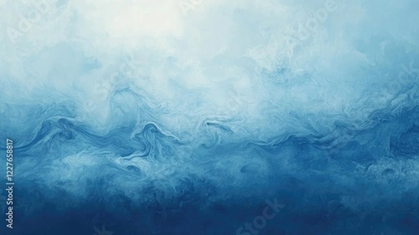 Fototapeta Minimalist depiction of Jupiter's atmosphere featuring soft blue hues and flowing textures in an abstract landscape design.